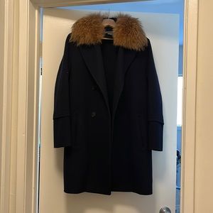 Vince wool coat with removable fur collar